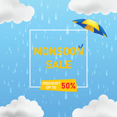 monsoon sale background template design