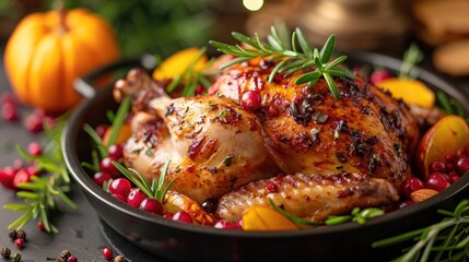 Roasted Thanksgiving Chicken with Cranberry Sauce