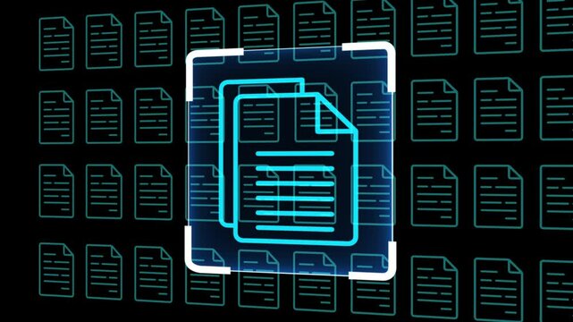 Legal documents management and storage concept on transparent background. Technology of collection and searching system. Many file icons concept. 4k video.