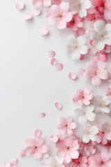 ピンクと白の桜の花　フレーム