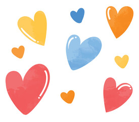 Colorful love elements hand drawn. Clip art illustration for project presentation design