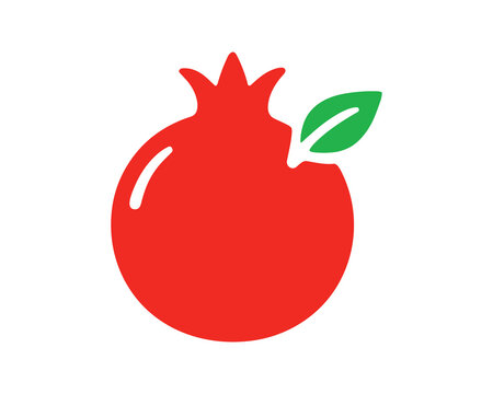 recommend clip art: Pomegranate Fruit Icon with Green Leaf
