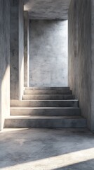 Fototapeta premium Concrete Stairway to Bright Light with Steps and Textured Walls in Modern Architecture