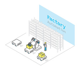 シンプル　イラスト　工場の自動化のイメージのベクターイラスト