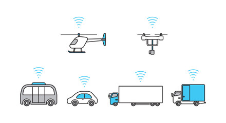 シンプル　イラスト　自動運転の乗り物のベクターイラスト