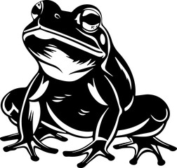 Frog vector black and white illustration