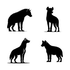 Standing Hyena Silhouette Vector Set &ndash; Fierce African Predator Poses for Wildlife, Safari, and Nature-Inspired Design Projects