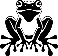 Frog vector black and white illustration