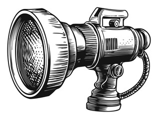 Vintage Engraved Illustration of a Classic Flashlight Design