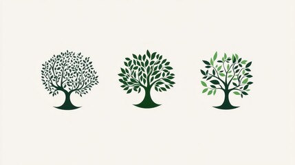 Obraz premium Three stylized tree illustrations