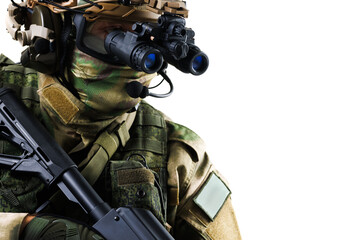 Tactical Soldier in Field Uniform with Advanced Gear and Equipment