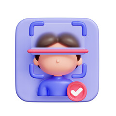 3D icon of a 3D face scan in process, symbolizing facial recognition, identity verification, and secure access control.