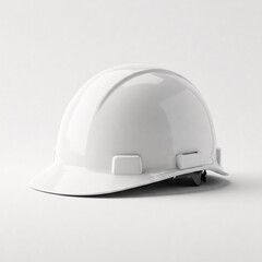 Fototapeta premium White hard hat on a white background. 3D rendering image.