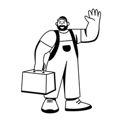 Delivery guy illustration in glyph style 

