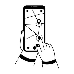 Online location app illustration in glyph style 

