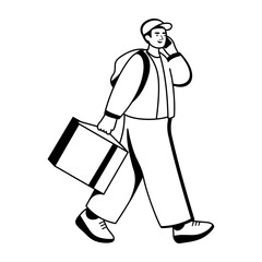 Rider calling illustration in glyph style 

