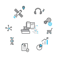 シンプル　イラスト　AIテクノロジーのイメージのベクターイラスト