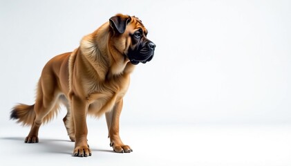 Obraz premium Majestic mastiff, powerful stance, white background, white, strong, mastiff