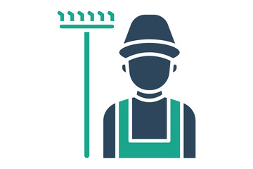 Farmer icon. solid icon style. icon related to human. agriculture elements vector illustration