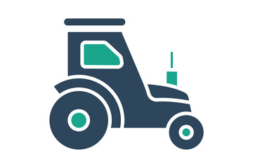 Tractor icon. solid icon style. icon related to farming machinery. agriculture elements vector illustration