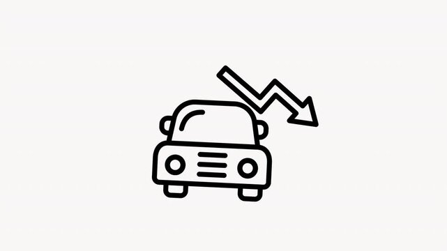 Title Decline in Car Sales Concept Illustration. Suitable for demonstrating market trends, economic reports, business presentations, automotive industry articles, and financial news websites.
