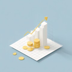 Financial growth, stock market graph, investment success, savings money.

