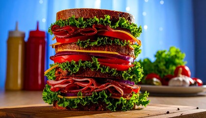 The colorful layers make this sandwich a delight.  