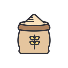 Flour bag colored icons, minimalist vector illustration ,simple transparent graphic element .Isolated on white background