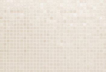 Cream light ceramic wall chequered and floor tiles mosaic background in bathroom, kitchen. Design pattern geometric with grid wallpaper texture decoration pool. Simple seamless abstract surface clean.