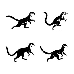Running Meerkat Silhouette Vector Set &ndash; Agile Desert Animal in Motion for Wildlife, Safari, and Nature-Themed Design Projects