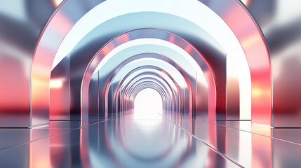 Obraz premium Futuristic Metallic Structure 未来的な金属アーチ構造