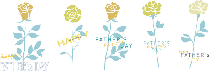 父の日の黄色いバラ素材。ベクターで描いた黄色い薔薇。薔薇のメッセージフレーム。Yellow roses for Father's Day. Yellow roses drawn by vector. Rose message frame.