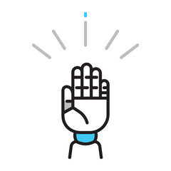 シンプル　イラスト　AIロボットの手のイメージのベクターイラスト