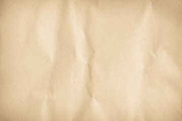 Old paper vintage texture surface for background. Recycle pale brown paper crumpled texture, Cream color recycled kraft paper texture blank with copy space for text.
