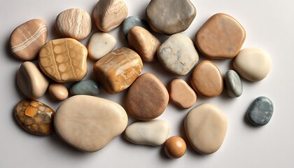 Obraz premium pile of rocks sitting on top of a white table