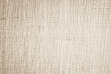 Brown sackcloth woven texture background in natural pattern. Jute hessian burlap, linen background in light beige cream color blank. Weaving canvas fiber line cotton cloth textured as organic.