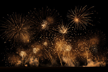 Fireworks exploded in a heap on a dark night.