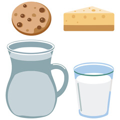 Fresh dairy products set with cheese butter and ice cream isolated vector illustration on white background