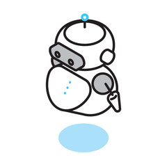 シンプル　イラスト　宙に浮くAIロボットのイメージのベクターイラスト