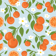 Orange Fruit Fresh Summer Pattern Background Wallpaper Seamless