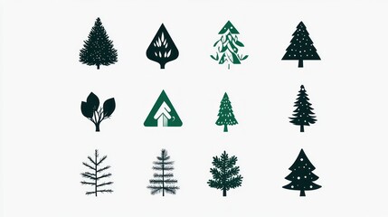 Obraz premium Christmas Tree Silhouettes Design Collection