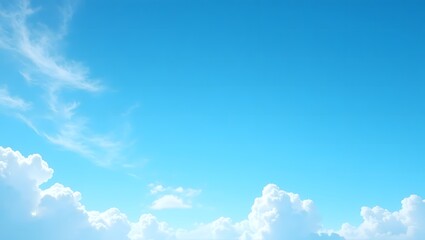 Azure Sky & Whispering Clouds: A serene vista of an azure sky adorned with fluffy, whispering clouds, evoking a sense of tranquility and boundless freedom.