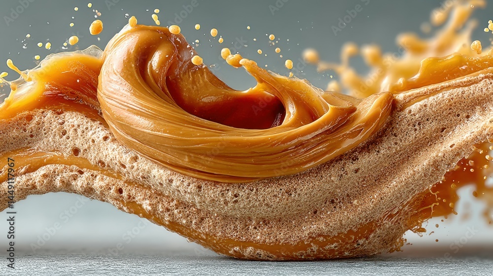 Aufkleber delicious caramel sauce splashing dynamically