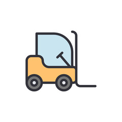 Forklift colored icons, minimalist vector illustration ,simple transparent graphic element .Isolated on white background