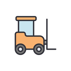 Forklift colored icons, minimalist vector illustration ,simple transparent graphic element .Isolated on white background