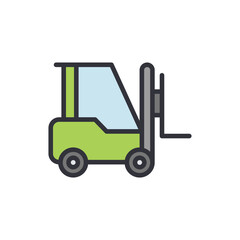 Forklift colored icons, minimalist vector illustration ,simple transparent graphic element .Isolated on white background