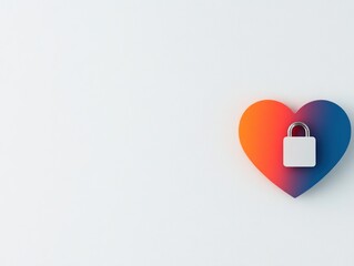 Secure love concept, Heart icon with privacy lock overlay for online dating security and digital relationship protection concept