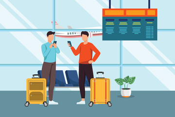 Airport&nbsp;activity Concept. Colored flat vector illustration isolated