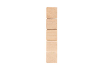 Blank wooden cubes stacked Isolated on white background. Copy Space and Clipping path. Business, Creative or Idea Template.