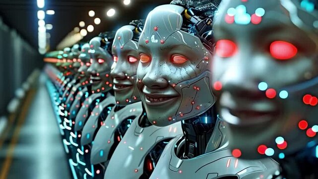 Row Of Robots Smirk Ominously